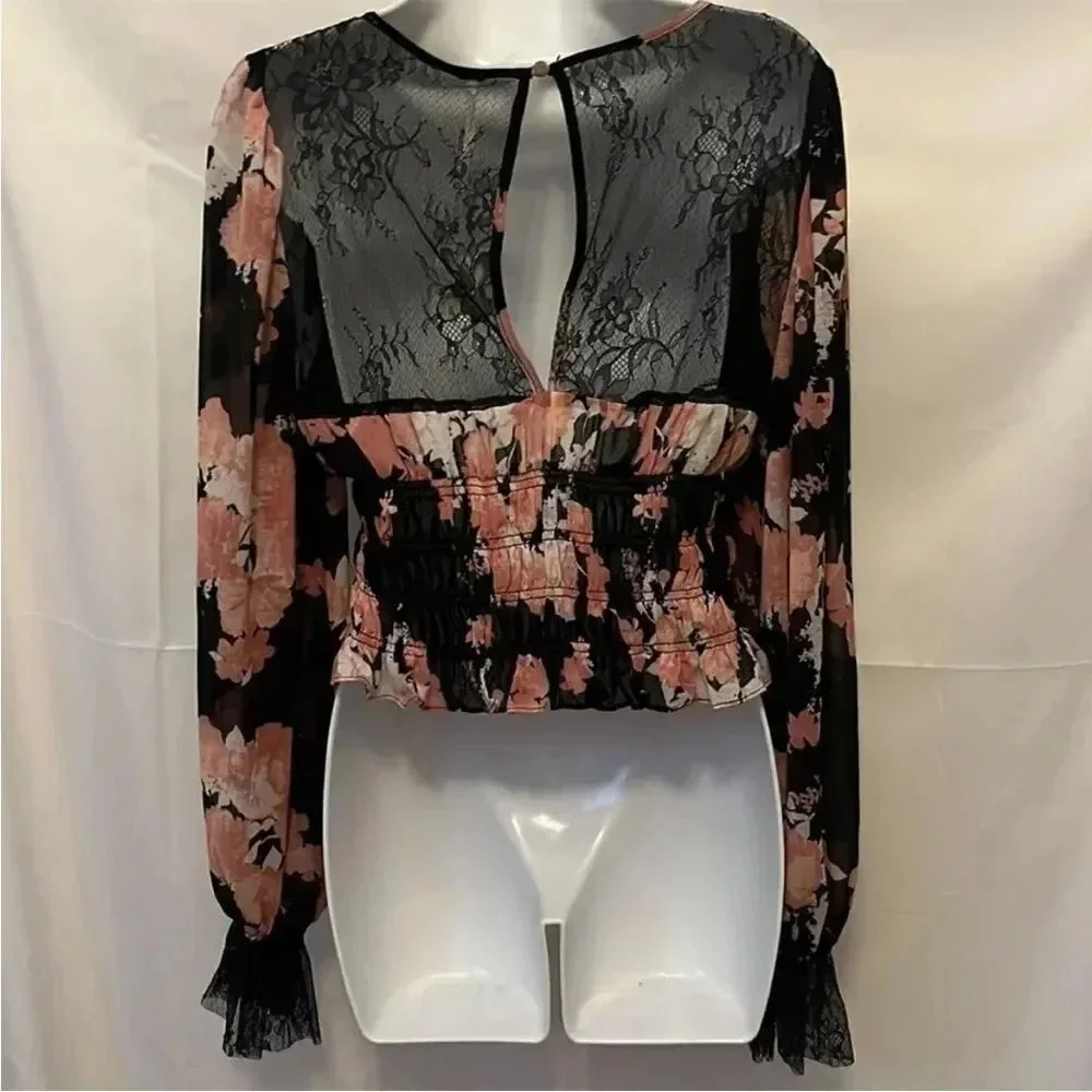 *Final Price* Free People Midnight Combo Daphne Blouse XS Boho NWT